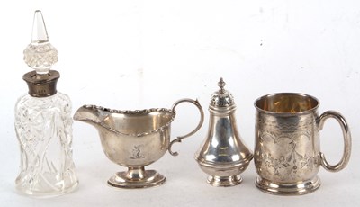 Lot 224 - Mixed Lot: A George V silver christening mug,...
