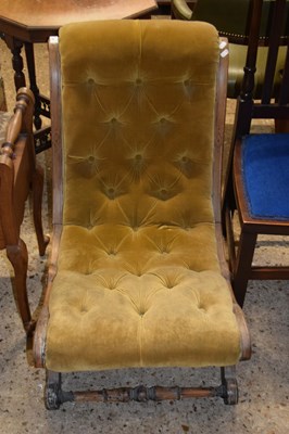 Lot 329 - LATE VICTORIAN BUTTONED NURSING CHAIR WITH...