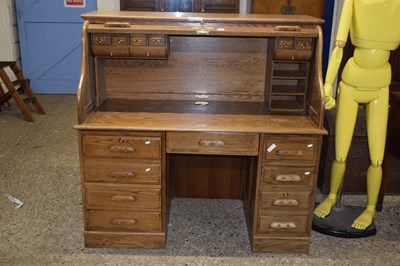 Lot 333 - REPRODUCTION OAK ROLL FRONT DESK BY THE...