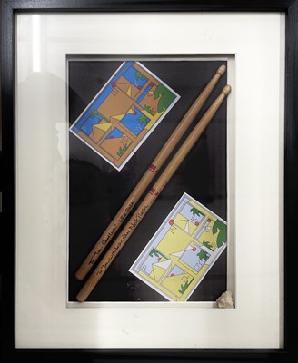 Lot 200 - PINK FLOYD: A framed pair of drumsticks...