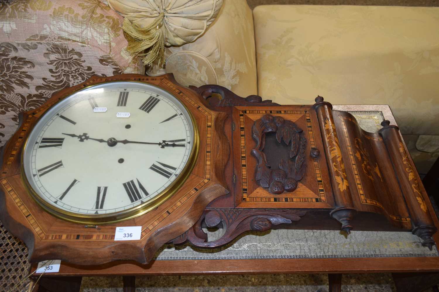 Lot 336 - LATE 19TH CENTURY DROP DIAL WALL CLOCK WITH...