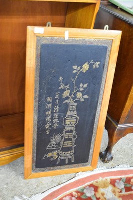 Lot 412 - CHINESE LACQUERED PANEL DECORATED WITH A VASE...