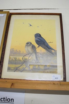 Lot 422 - AFTER ALAN BROOKES, COLOURED PRINT OF SWIFTS, F/G