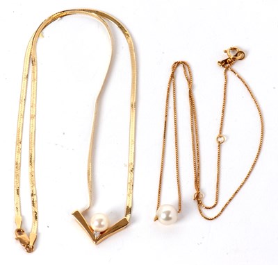 Lot 42 - Two cultured pearl necklaces: to include a 14k...