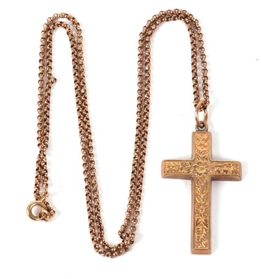 Lot 97 - A cross pendant and chain, the cross stamped...