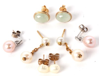 Lot 121 - Four pairs of gemset earrings, to include a...