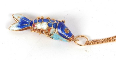 Lot 61 - An enamelled fish pendant and 9ct chain, the...