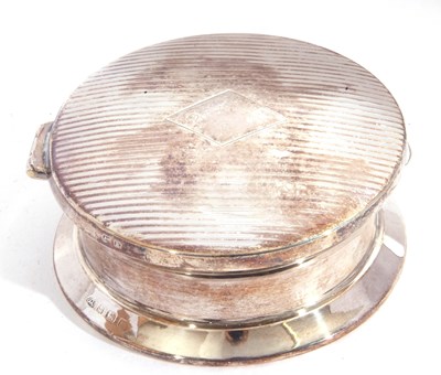 Lot 2 - George V silver powder box of circular form,...
