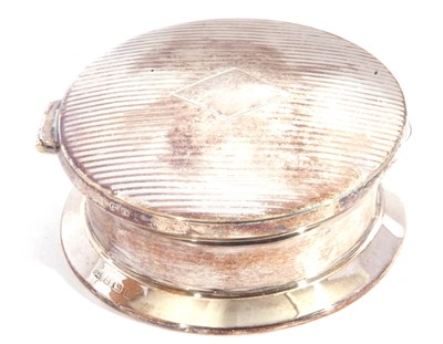 Lot 2 - George V silver powder box of circular form,...