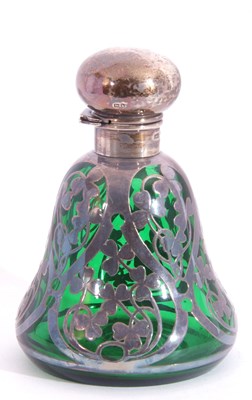 Lot 4 - Edward VII green glass and silver overlaid...