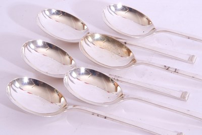 Lot 17 - George VI set of six silver dessert spoons of...