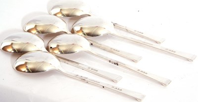Lot 17 - George VI set of six silver dessert spoons of...