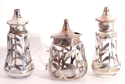 Lot 25 - Cased matched three piece glass and silver...