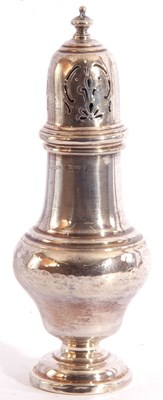 Lot 29 - George V silver caster of baluster form, the...