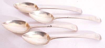 Lot 44 - Set of four Georgian Old English table spoons...