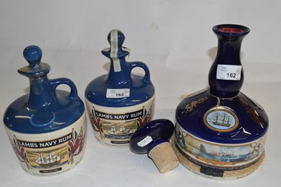 Lot 162 - Three decanters of rum: to include Pussers...