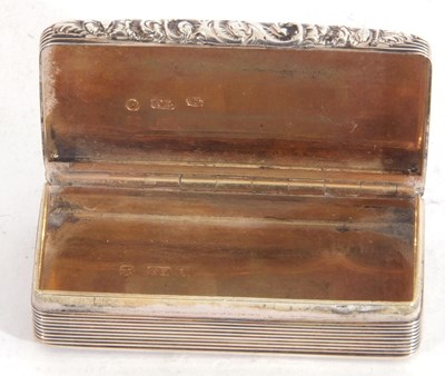 Lot 53 - William IV silver snuff box of rectangular...