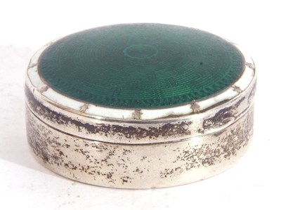 Lot 57 - George V silver and enamel pill box, the...