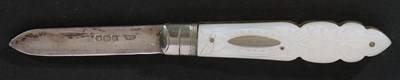 Lot 59 - George V mother of pearl mounted and silver...