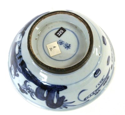 Lot 256 - A Chinese porcelain bowl with blue and white...