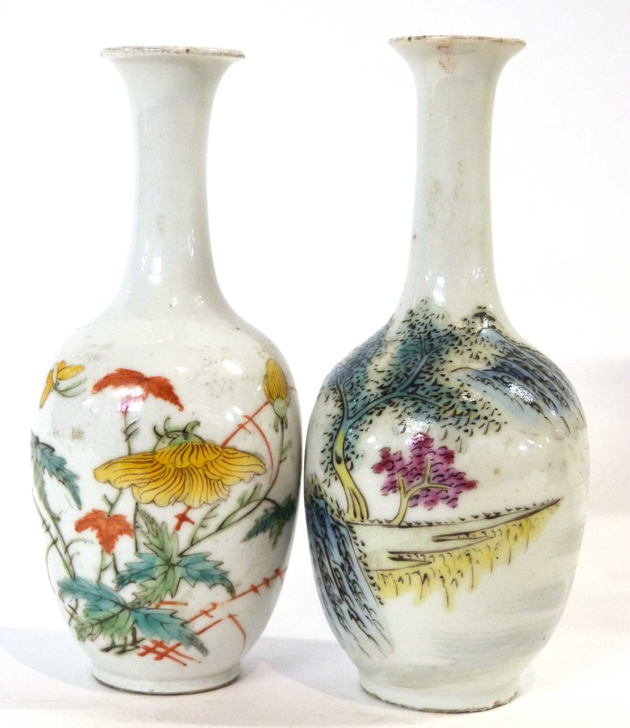 Lot 265 - A pair of small Chinese porcelain vases, Qing...