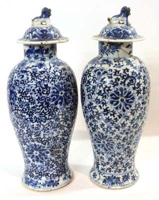 Lot 290 - Pair of Chinese porcelain vases and covers...