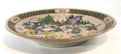 Lot 293 - A Chinese crackle ware charger decorated in...