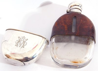 Lot 87 - Large silver plated hip flask, the upper...