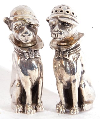 Lot 93 - Pair of novelty solid salt and pepper pots in...