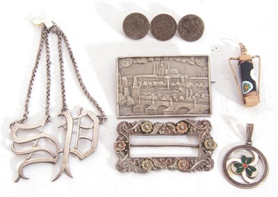 Lot 98 - Mixed Lot: Continental rectangular brooch,...