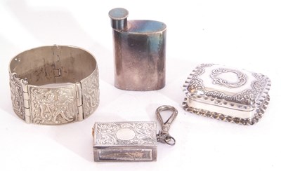 Lot 100 - Mixed Lot: Edwardian silver hinged lidded box,...