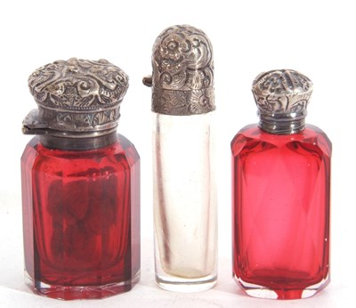 Lot 104 - Mixed Lot: Victorian ruby glass scent bottle...