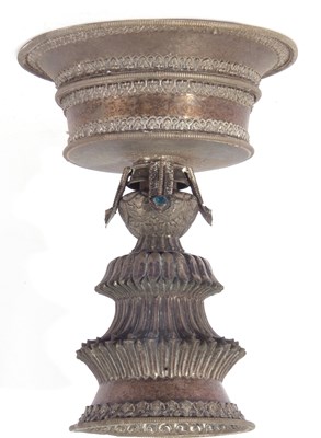 Lot 127 - Unusual Continental white metal goblet vase,...