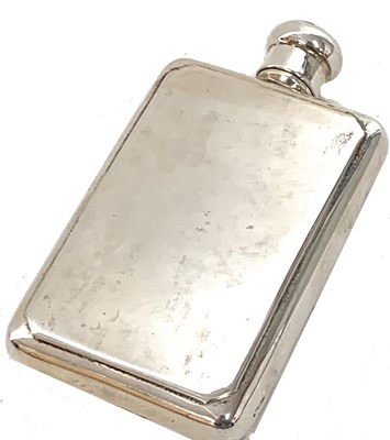 Lot 131 - Modern silver hip flask of plain polished...