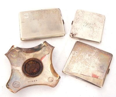 Lot 139 - Mixed Lot: three silver cigarette cases, each...