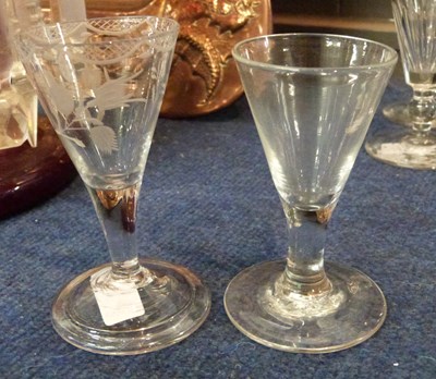 Lot 306 - Two 18th Century wine glasses both with...
