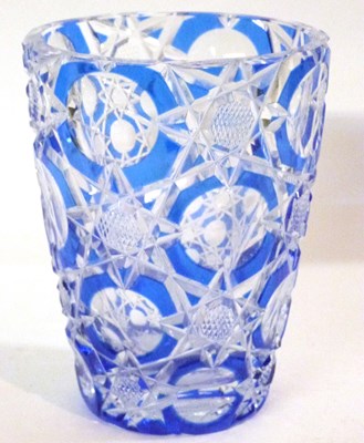 Lot 310 - A heavy cut glass vase with hobnail cut and...