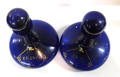Lot 311 - Two Bristol blue glass ships decanters, both...