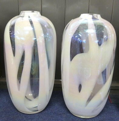 Lot 313 - A large pair of Studio Glass vases with a...