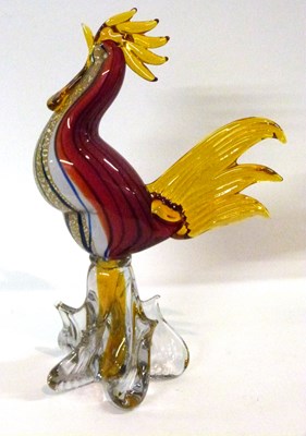 Lot 314 - A multi-coloured model of a cockerel in Murano...