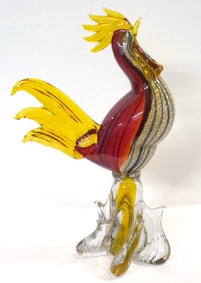 Lot 314 - A multi-coloured model of a cockerel in Murano...