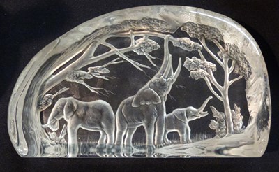 Lot 315 - A clear glass paperweight block with frosted...