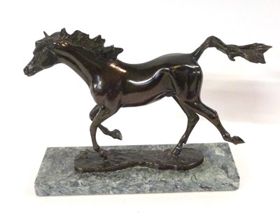 Lot 338 - Bronzed model of a stallion, impressed Osborne...