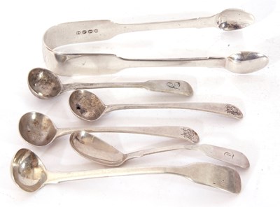 Lot 156 - Group of five Georgian silver condiment spoons,...