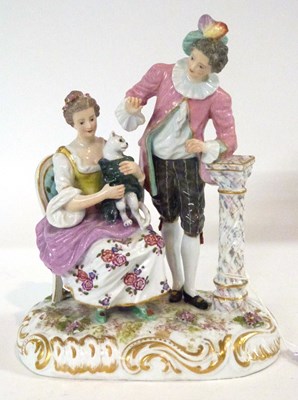 Lot 384 - A continental porcelain group of gentleman and...
