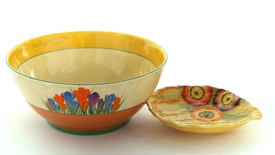 Lot 38 - A large Clarice Cliff crocus bowl together...