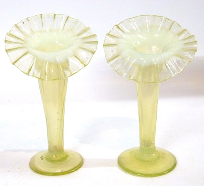 Lot 388 - Pair of vaseline glass Jack in the Pulpit...