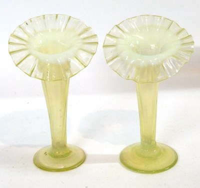 Lot 388 - Pair of vaseline glass Jack in the Pulpit...