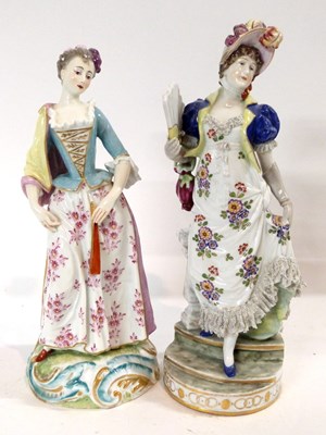 Lot 396 - A pair of continental porcelain figures, one...