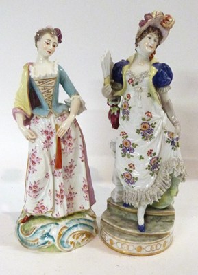 Lot 396 - A pair of continental porcelain figures, one...